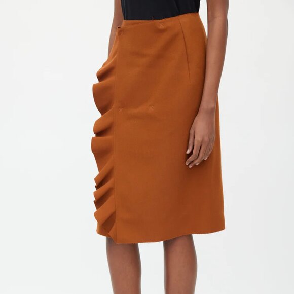 BNWT MSGM Rust Ruffle Skirt, and wrap front with snap - Picture 4 of 11